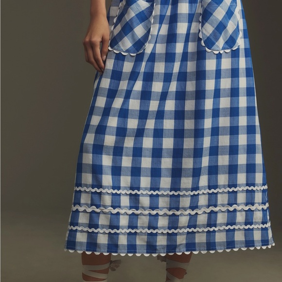 PINK CITY PRINTS RIC RAC GINGHAM MIDI SKIRT - LARGE - Picture 2 of 5